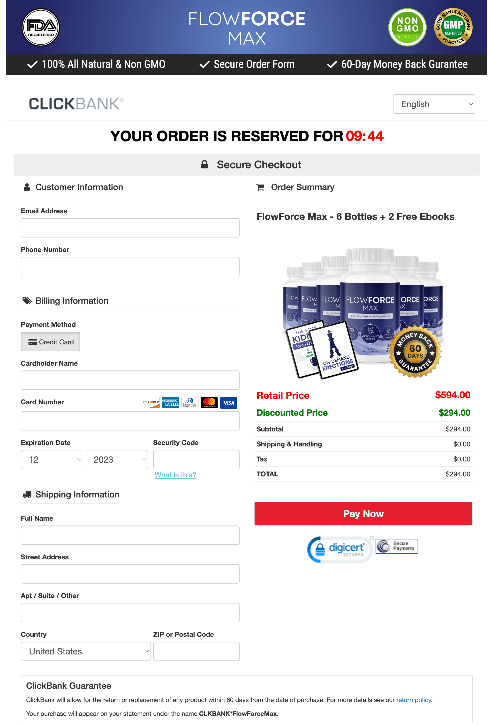 FlowForce Max - Order Page